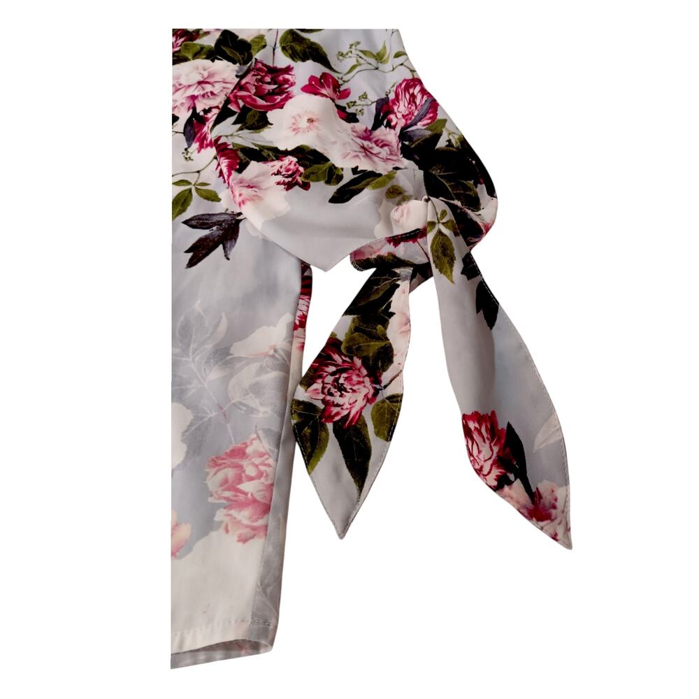 CALVIN KLEIN V-Neck Blouse Top Small Romantic Feminine Floral Cottagecore Roses - Picture 3 of 7